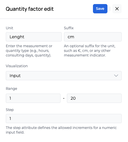 Quantity factor edit