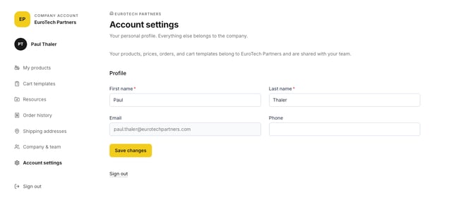 storefront-account-settings